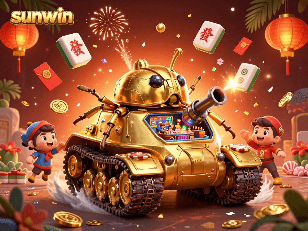 Experience vibrant casino action with sunwin's 3D cartoon golden beetle tank and immersive game elements.