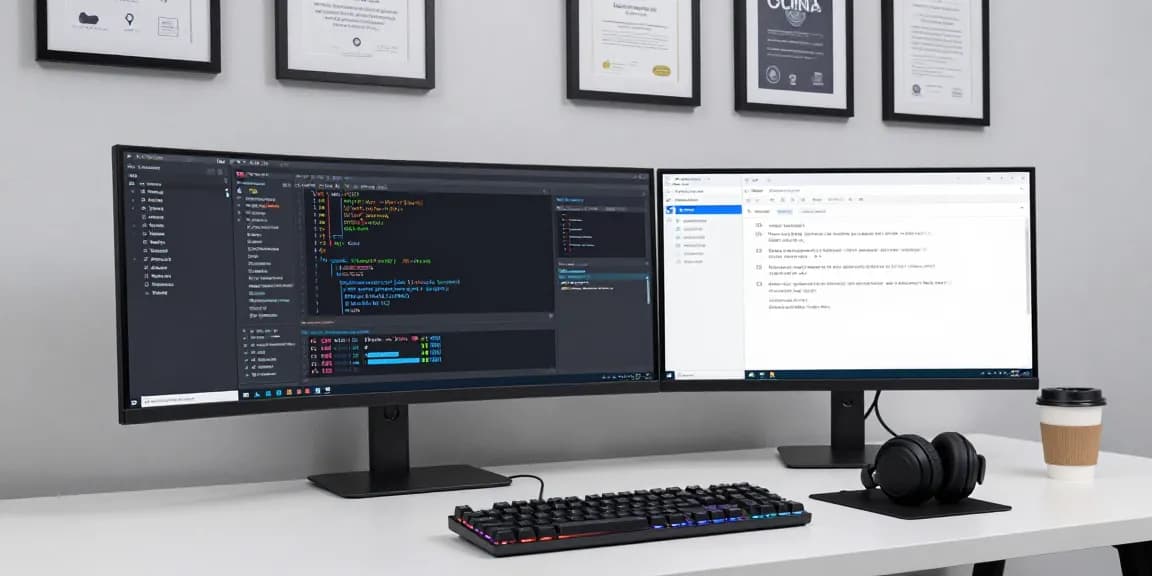 Thabet: Advanced software development workspace with cloud computing setup.
