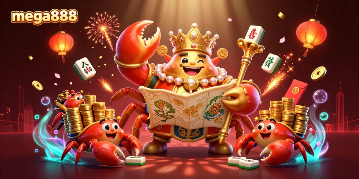 Play mega888 with excitement as the golden crab emperor leads with treasure and luck.