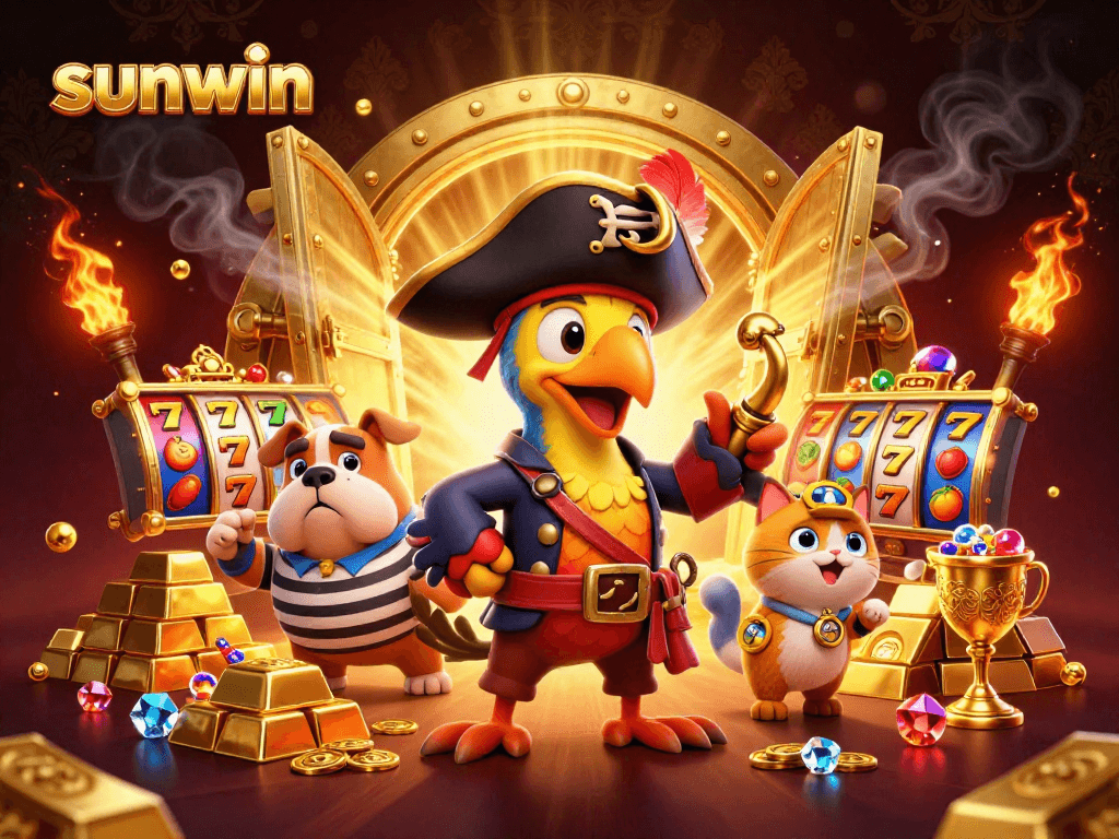 Experience the thrill of sunwin's casino with vibrant characters and dynamic game elements.