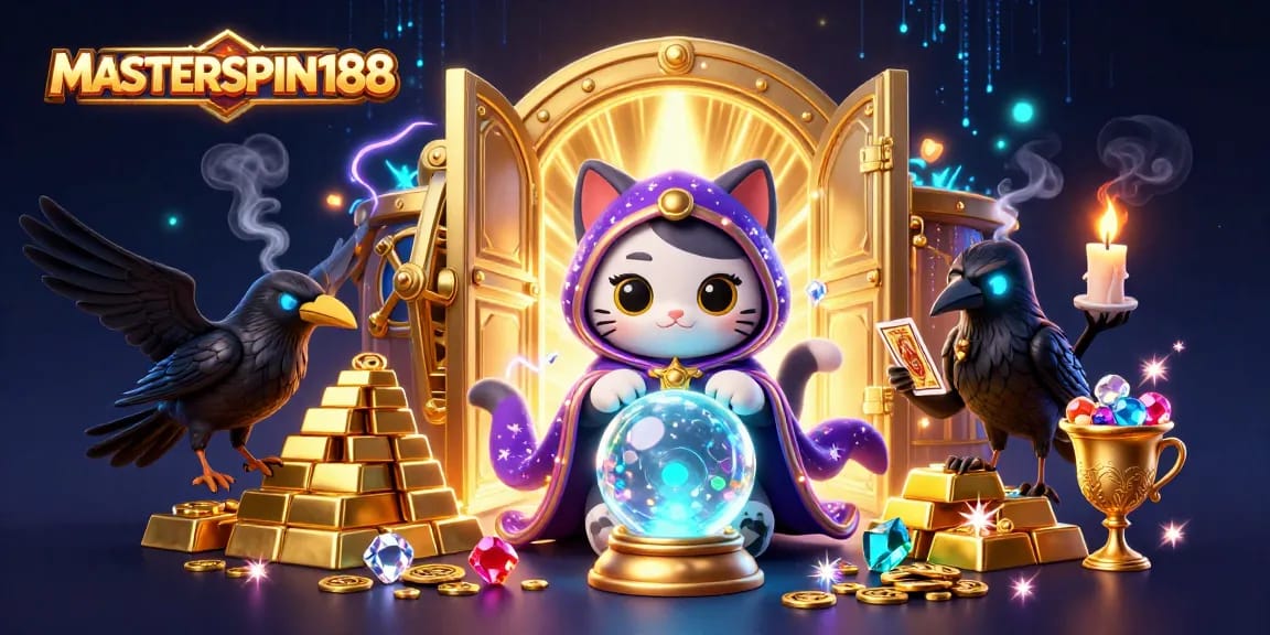 Boost your gaming experience with MASTERSPIN188's vibrant 3D casino illustration featuring enchanting characters and treasure elements.
