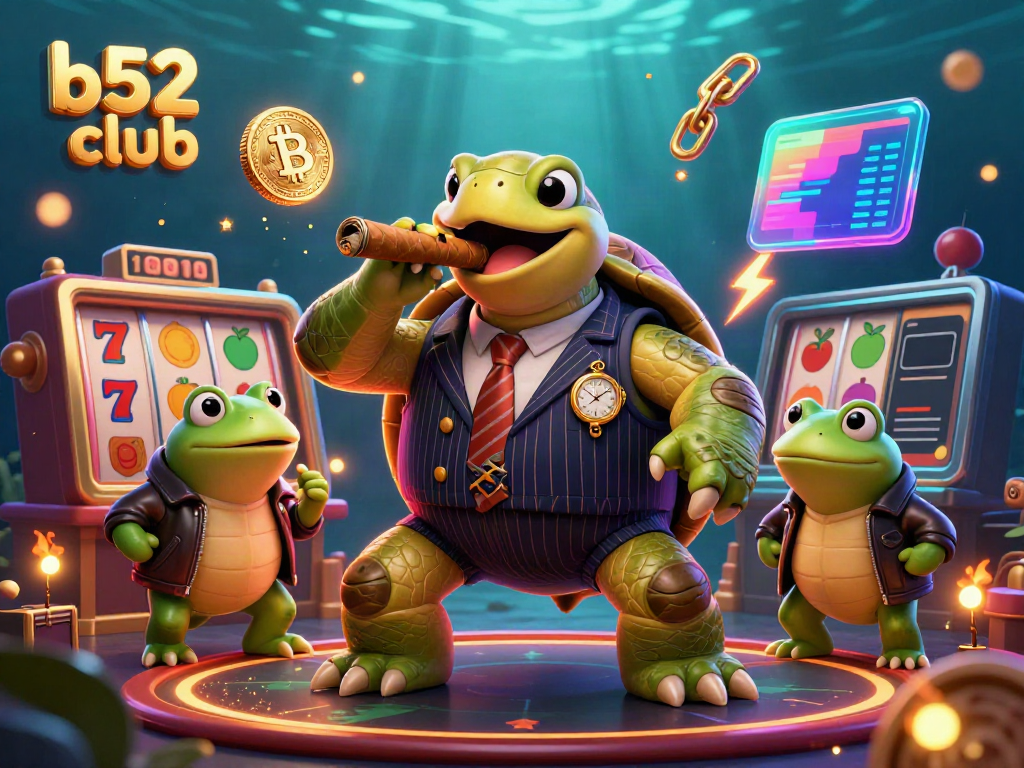 Experience thrilling gameplay at b52 club with a vibrant casino scene featuring a snapping turtle and bullfrog enforcers.