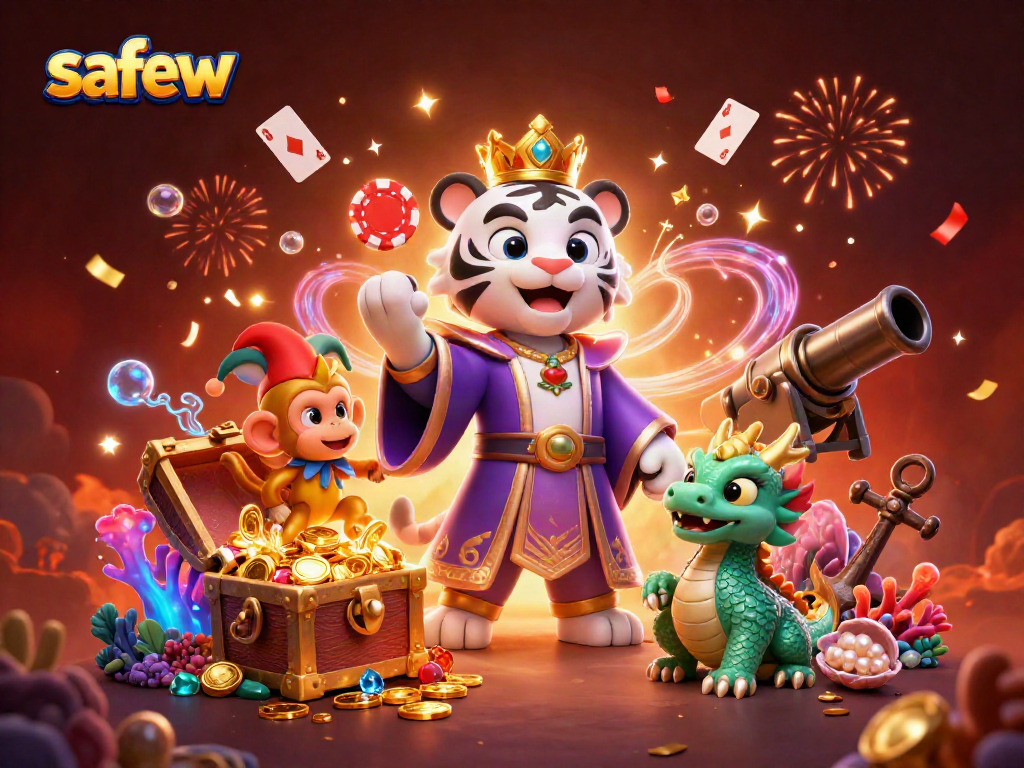 Engage in exciting gameplay with safew, featuring dynamic characters and colorful casino elements.
