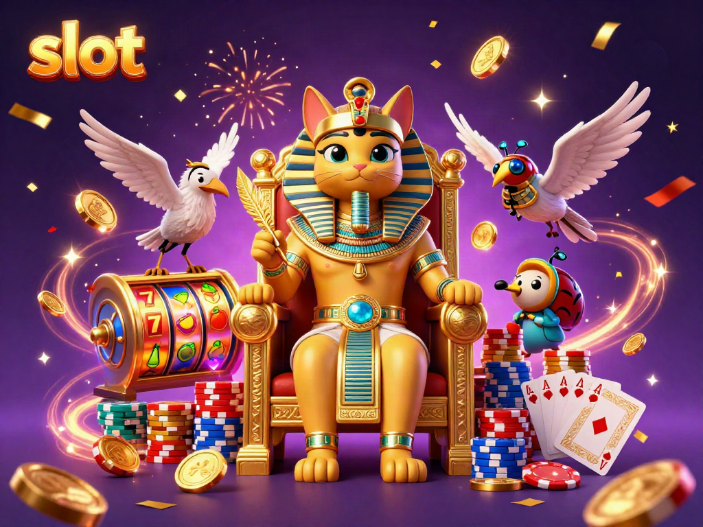 Engaging scene showcasing a slot-themed 3D illustration with Egyptian elements and vibrant casino symbols.