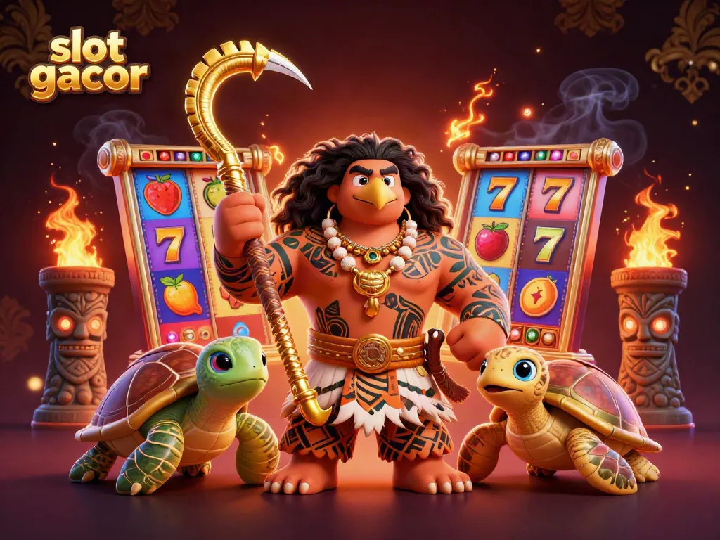 Spin slot reels filled with vibrant symbols and gems in a fantasy casino scene featuring slot gacor elements.