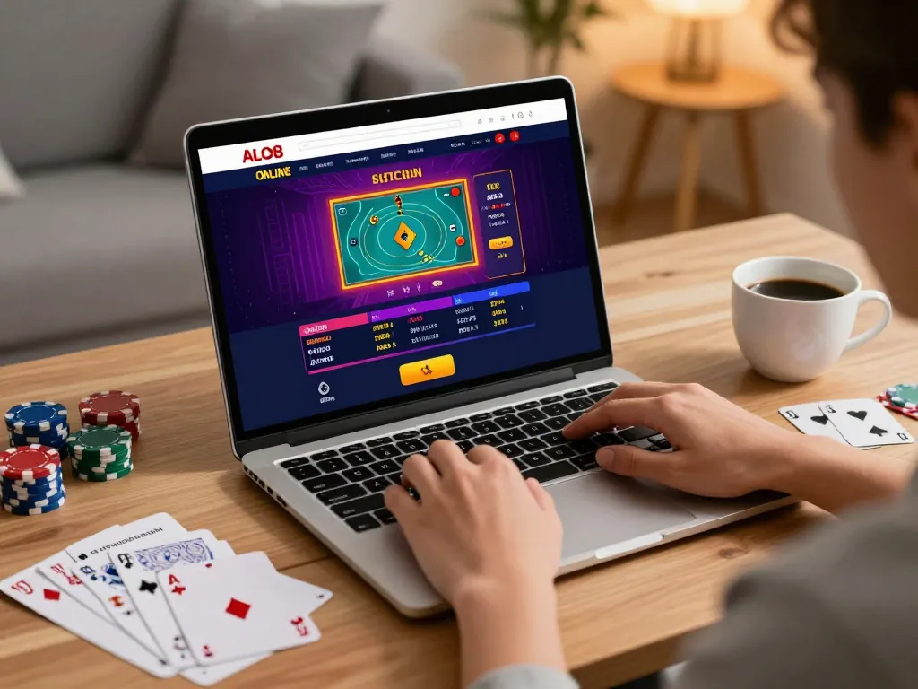 Engaged user exploring ALO8 online casino interface for strategic betting insights.