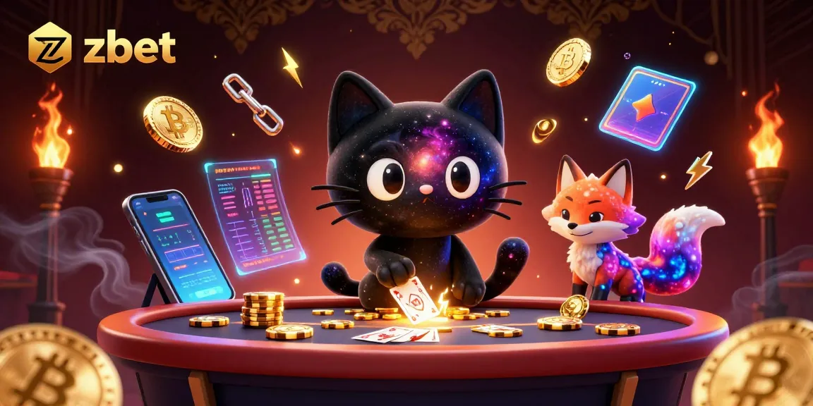 Experience zbet’s cosmic casino with 3D cartoon characters and glowing crypto elements.