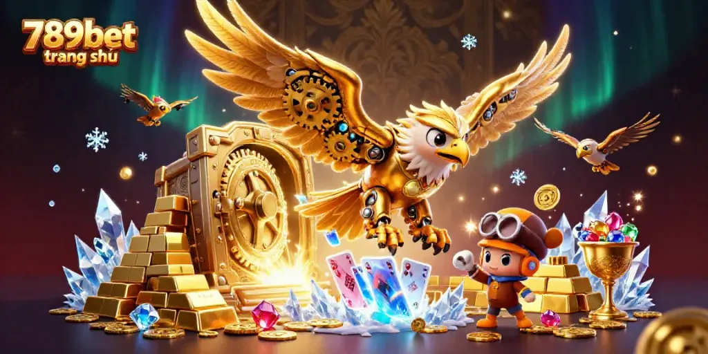 Experience excitement at 789bet trang chủ with a vibrant 3D illustration showcasing outlandish gaming elements.