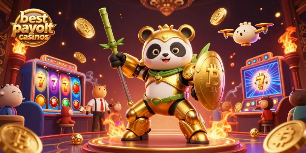 Experience action at the best payout casinos with a lively casino scene featuring vibrant characters.