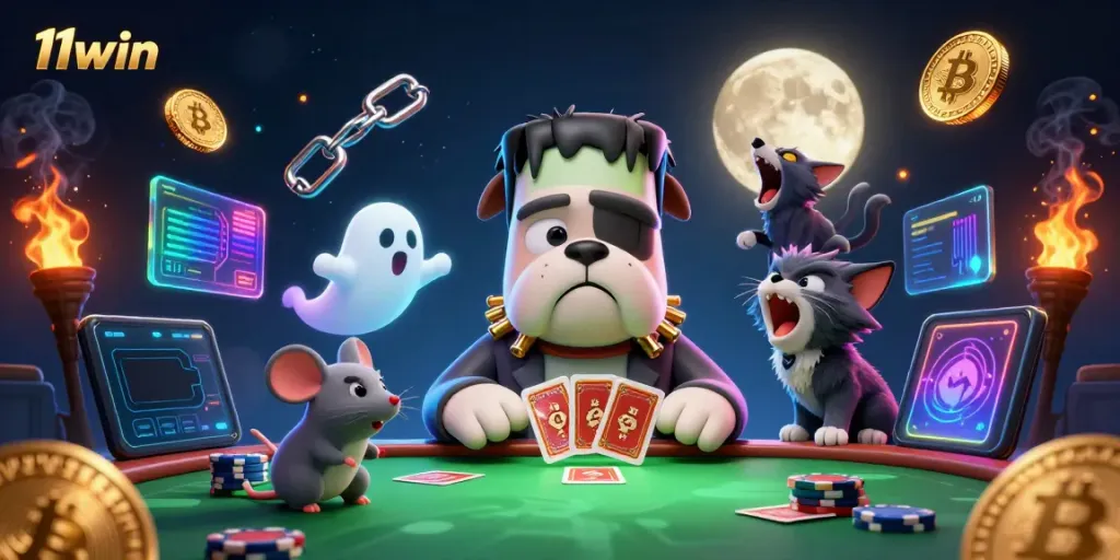 Experience exhilarating gaming at 11win with a ghostly theme and engaging characters at the casino table.