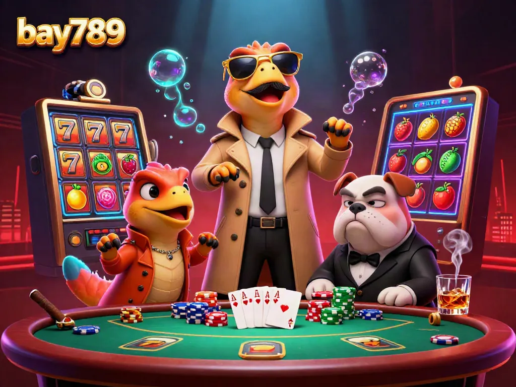 Bay789 raptors amusingly disguised at a VIP casino entrance, showcasing dynamic gaming elements.