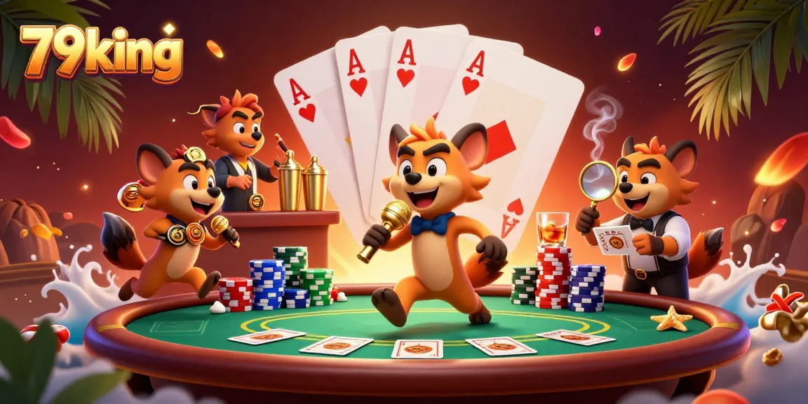 Engage in thrilling gameplay at 79king with vibrant characters in a lively casino scene.