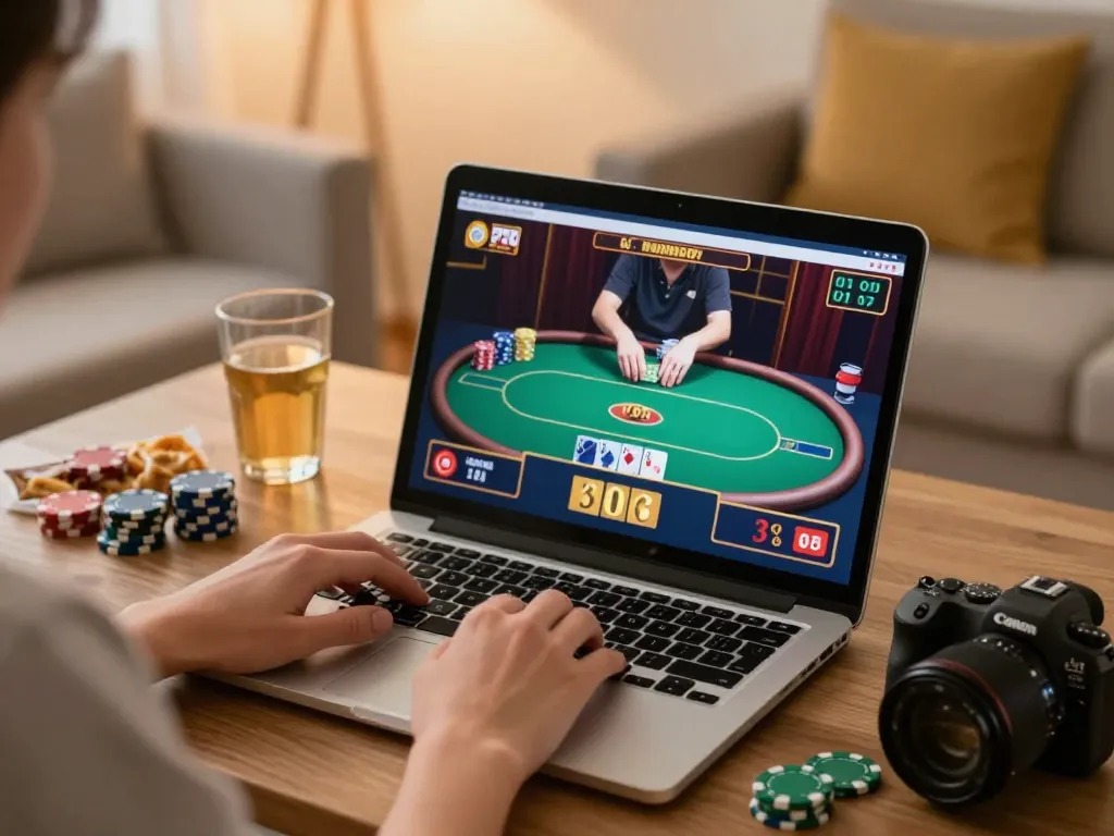 Nego77 login interface displayed on a laptop during an engaged online gaming session.