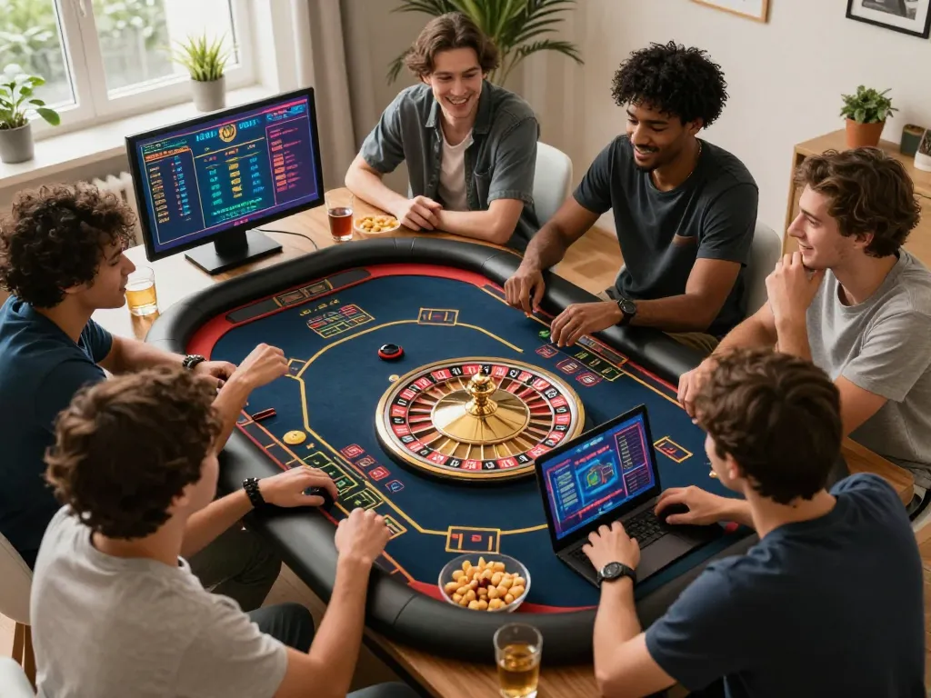 Friends enjoying their gaming experience on hay88x during an online roulette session