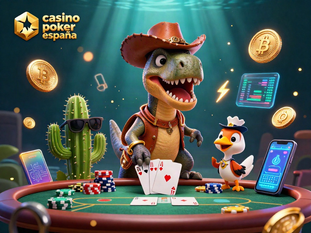 Juega al casino poker online España con estilo en esta ilustración vibrante.