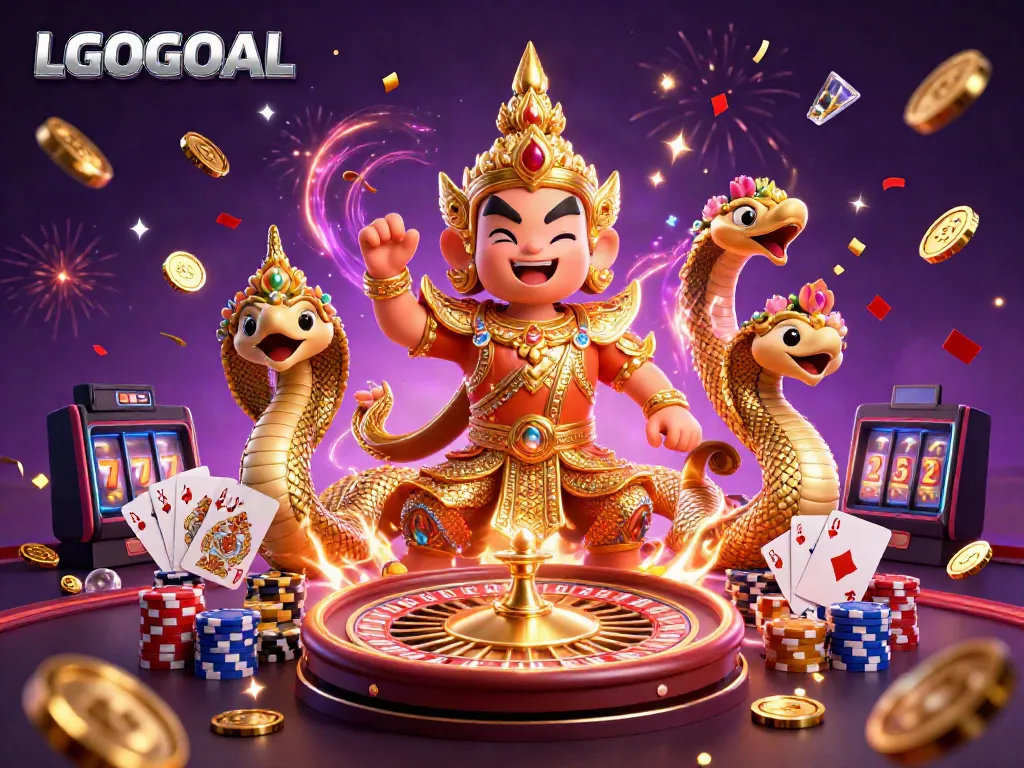 Experience the excitement of LGOGOAL with vibrant casino elements and dynamic characters.