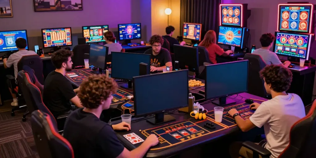 Engaging multiplayer gaming scene at https://hitclub3.io/ with players focused on vibrant casino games.