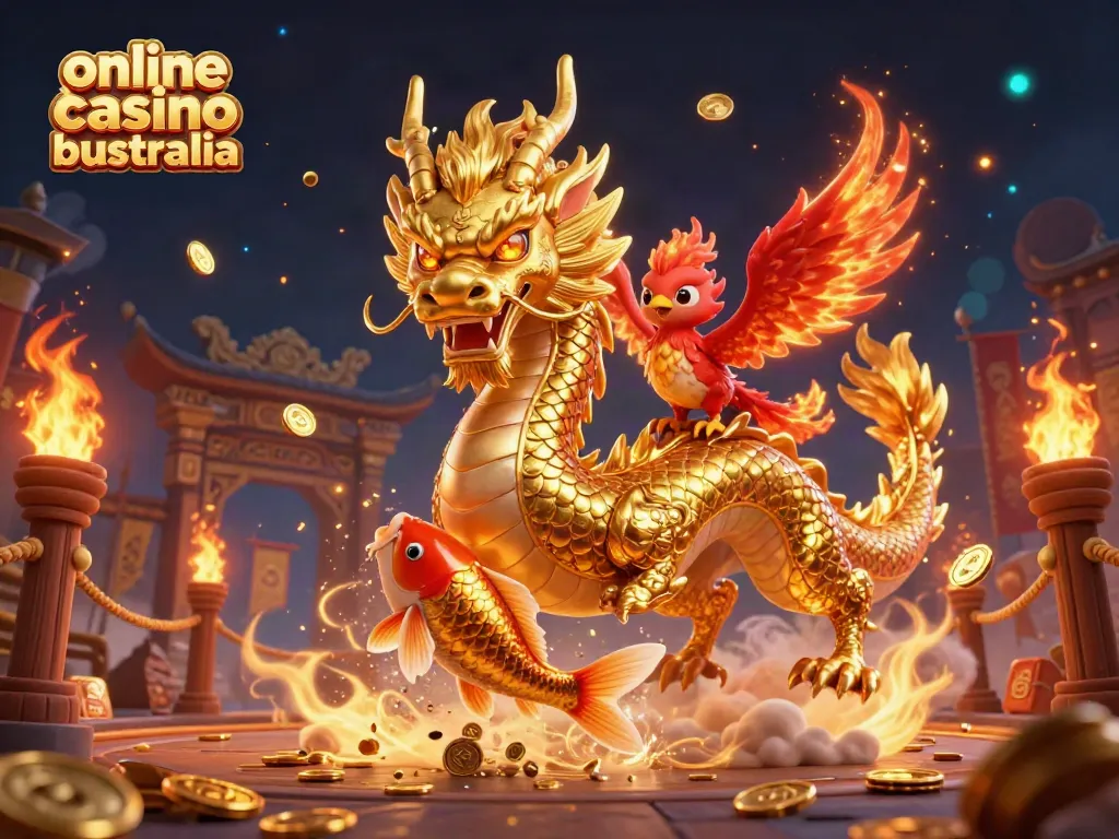 Engage in thrilling gameplay with online casino bonuses Australia featuring vibrant dragons and free spins.