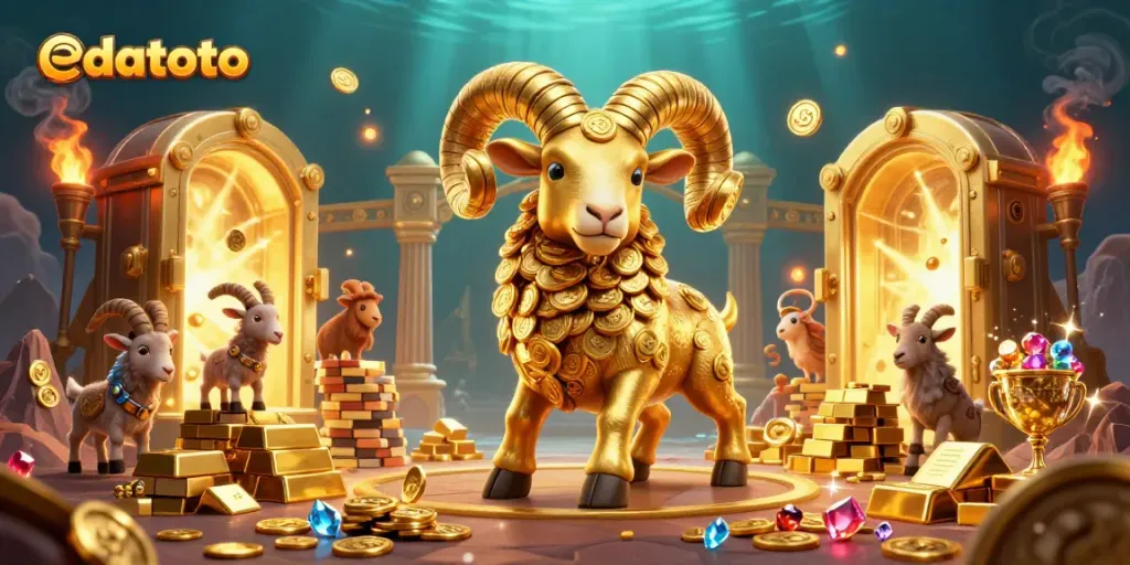 Join the exciting edatoto game with a golden ram charging through a treasure vault of riches.