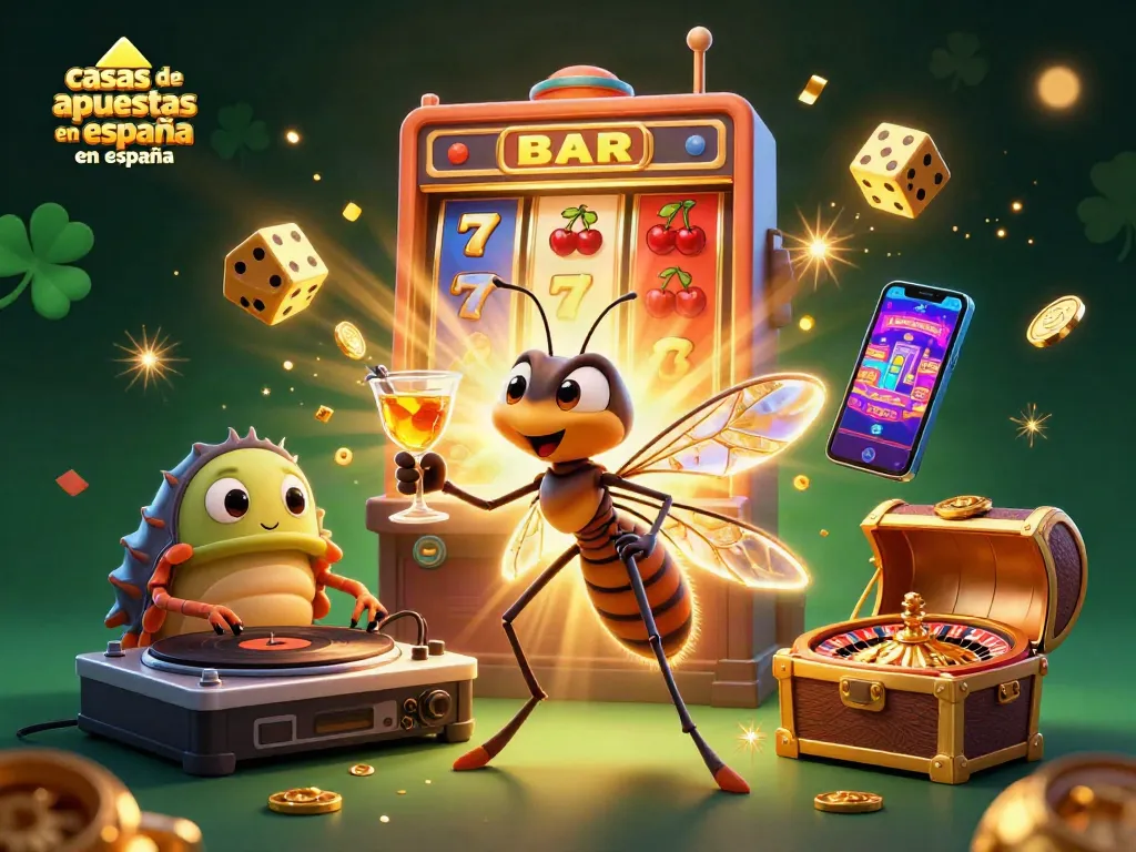 Casas de apuestas en España: ilustra la emoción de los juegos de azar con un mosquito y un trilobite.