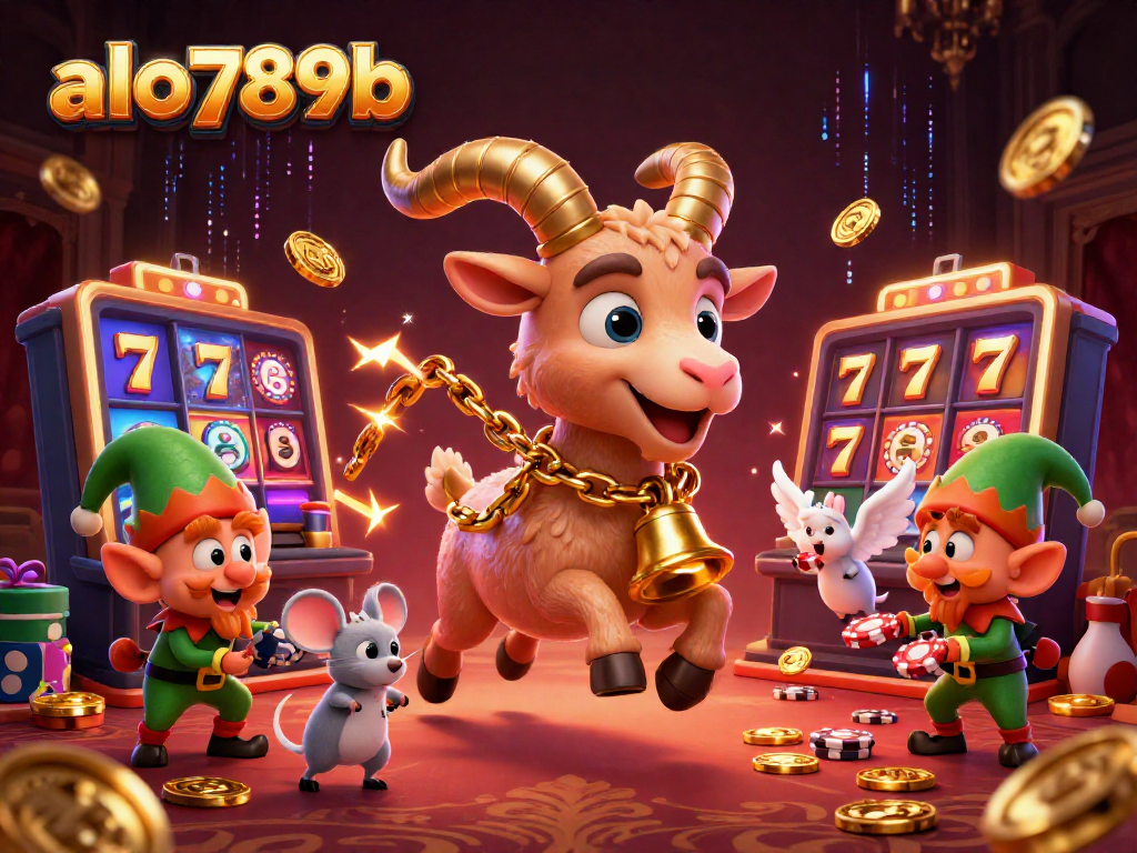 Spin wins at alo789b's festive casino as Krampus enforces order among playful gremlins stealing chips.