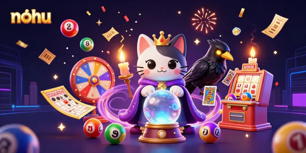 Engage in thrilling nohu gaming with enchanting characters amidst a vibrant casino scene.