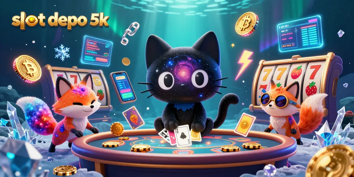 Engage with slot depo 5k through an ultra-detailed 3D cosmic casino scene filled with vibrant characters and casino symbols.