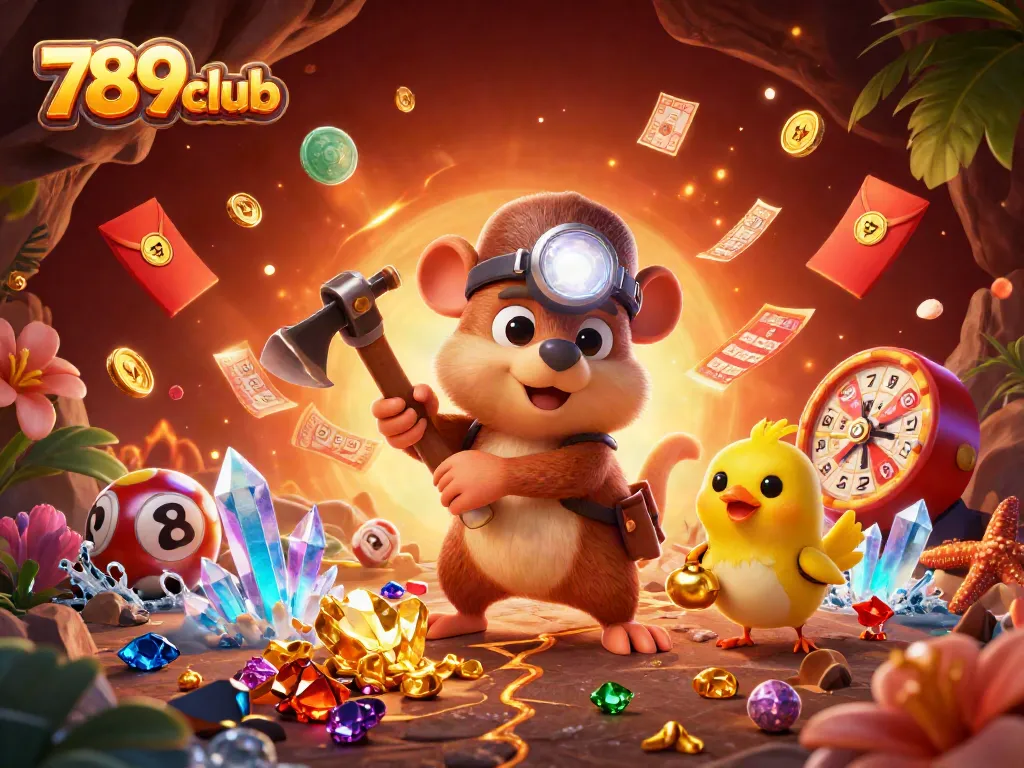Experience non-stop excitement at 789club with vibrant casino-themed illustration featuring dynamic lottery elements.
