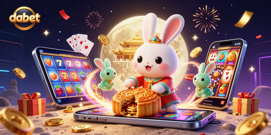dabet brings excitement with a moon rabbit illustration featuring golden poker chip mooncakes