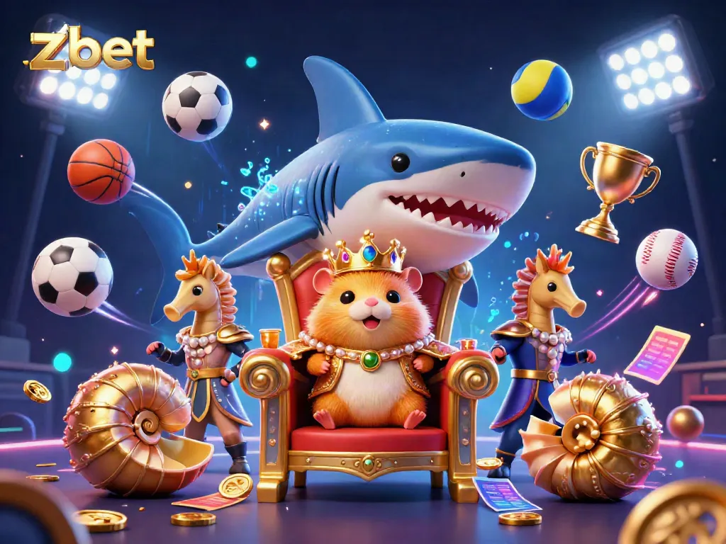 Experience the thrilling world of zbet with a golden hamster king ruling from a megalodon throne.