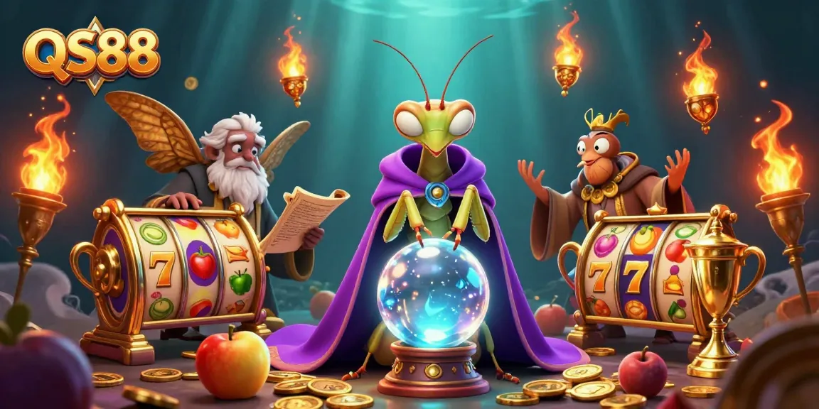 Experience the excitement of QS88 with a vibrant casino scene including 3D characters, slots, and gold coins.