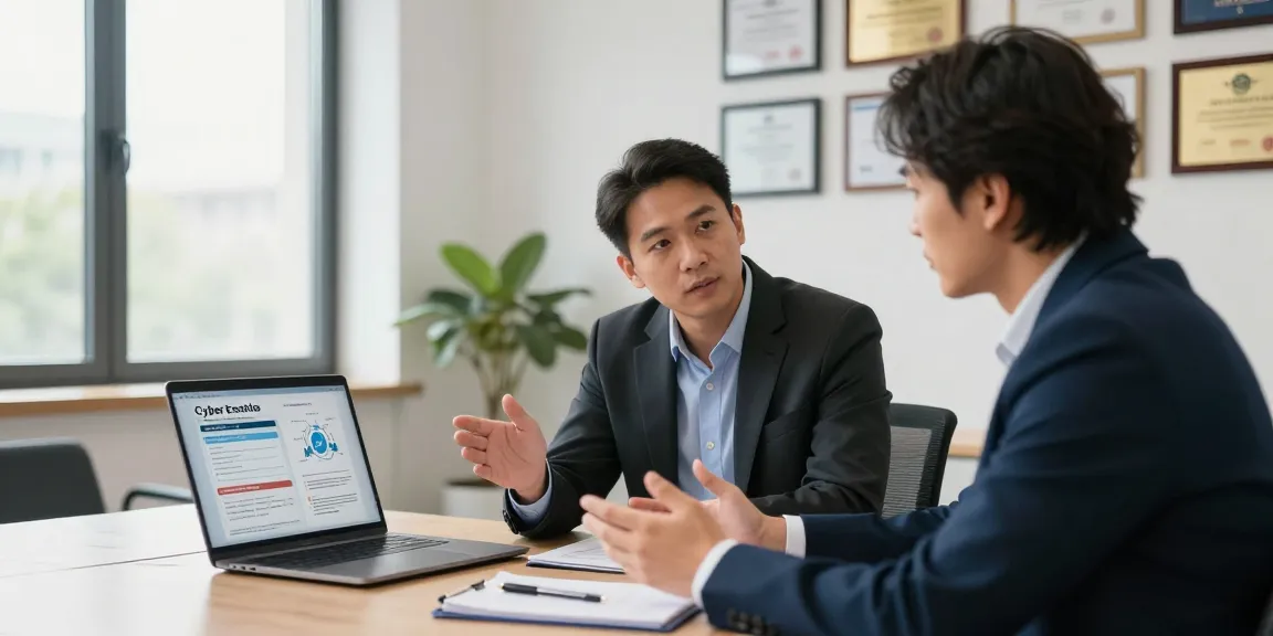 Consultation on the cyber essentials questionnaire for cybersecurity compliance in a modern office.