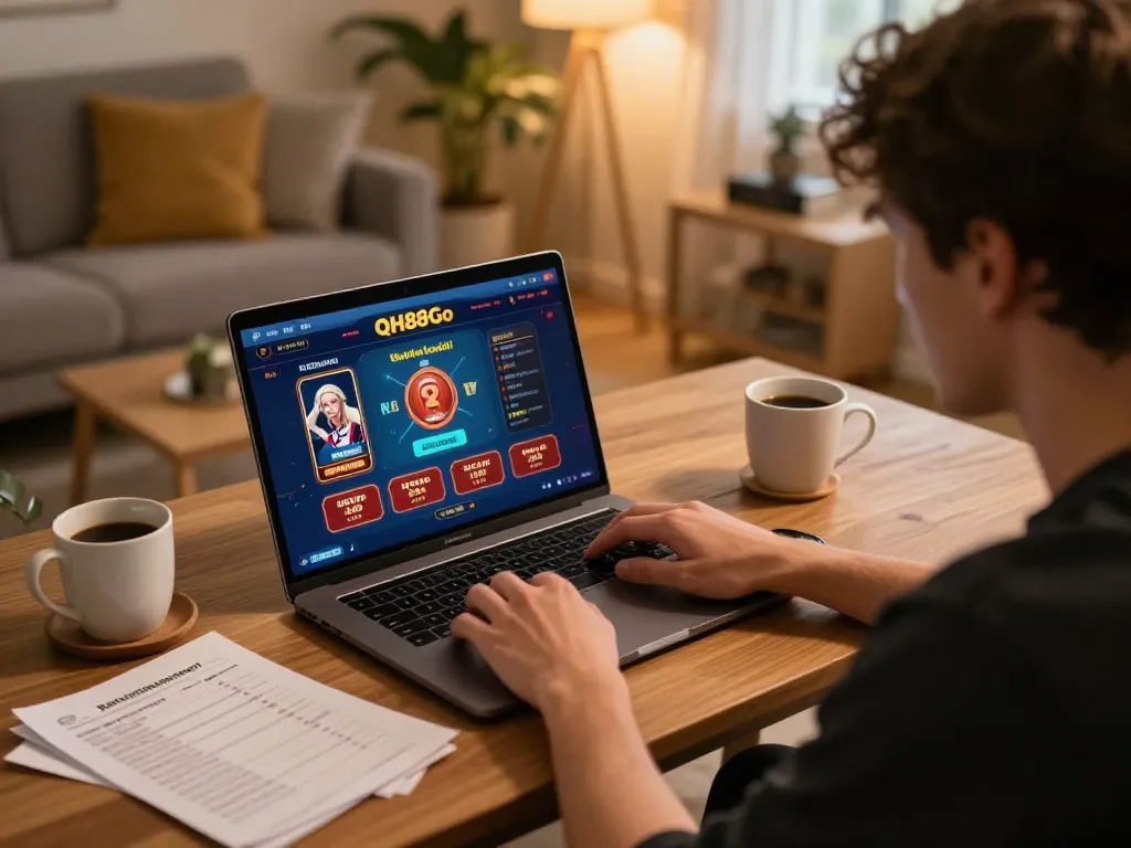 Player strategizing on qh88go platform while enjoying a cozy gaming environment.
