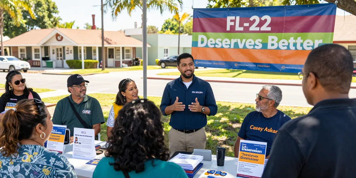 Casey Askar engaging with voters at a community event in FL-22.