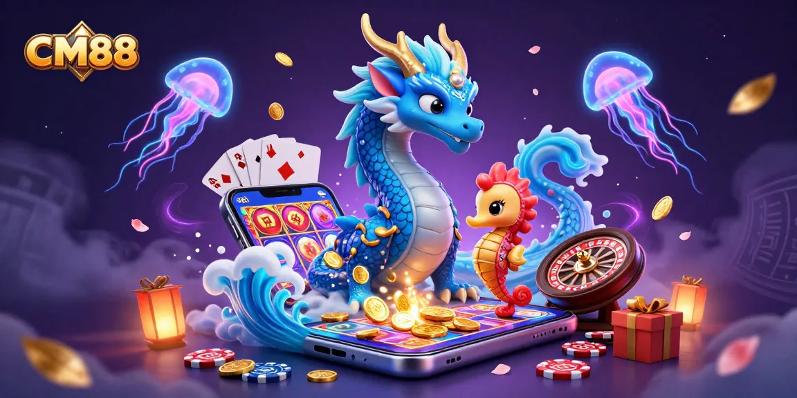 Engage with CM88's thrilling slots surrounded by a dragon and a seahorse knight.