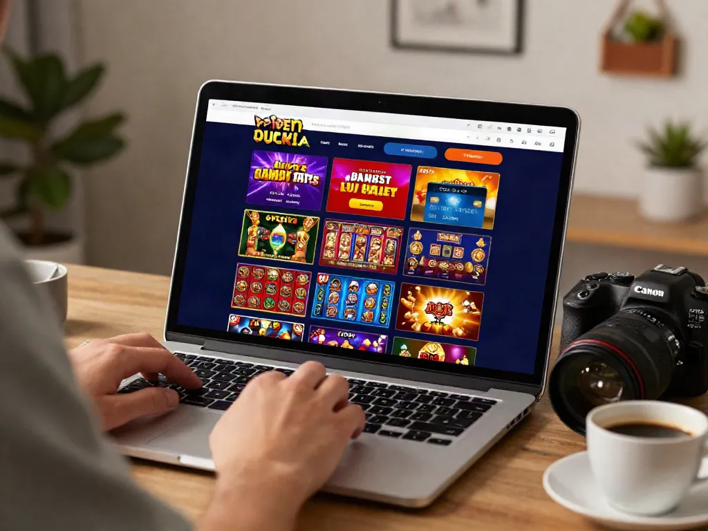 Engaging scene of a player enjoying credit card casinos with vibrant game graphics and promotions.