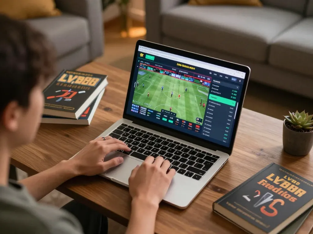 Playing on LV88 online casino platform with engaging live betting setup and cozy ambiance.