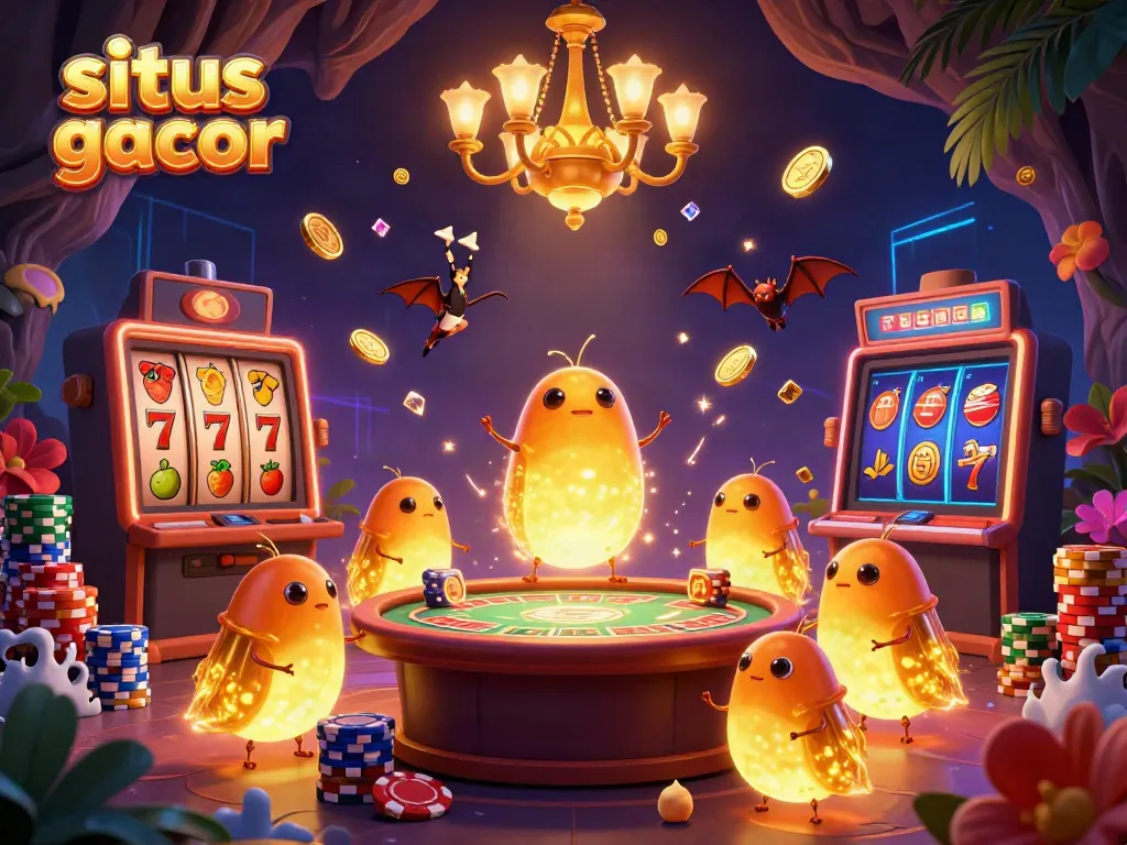 Permainan situs gacor dengan glowworms dan dealer kelelawar dalam suasana kasino.