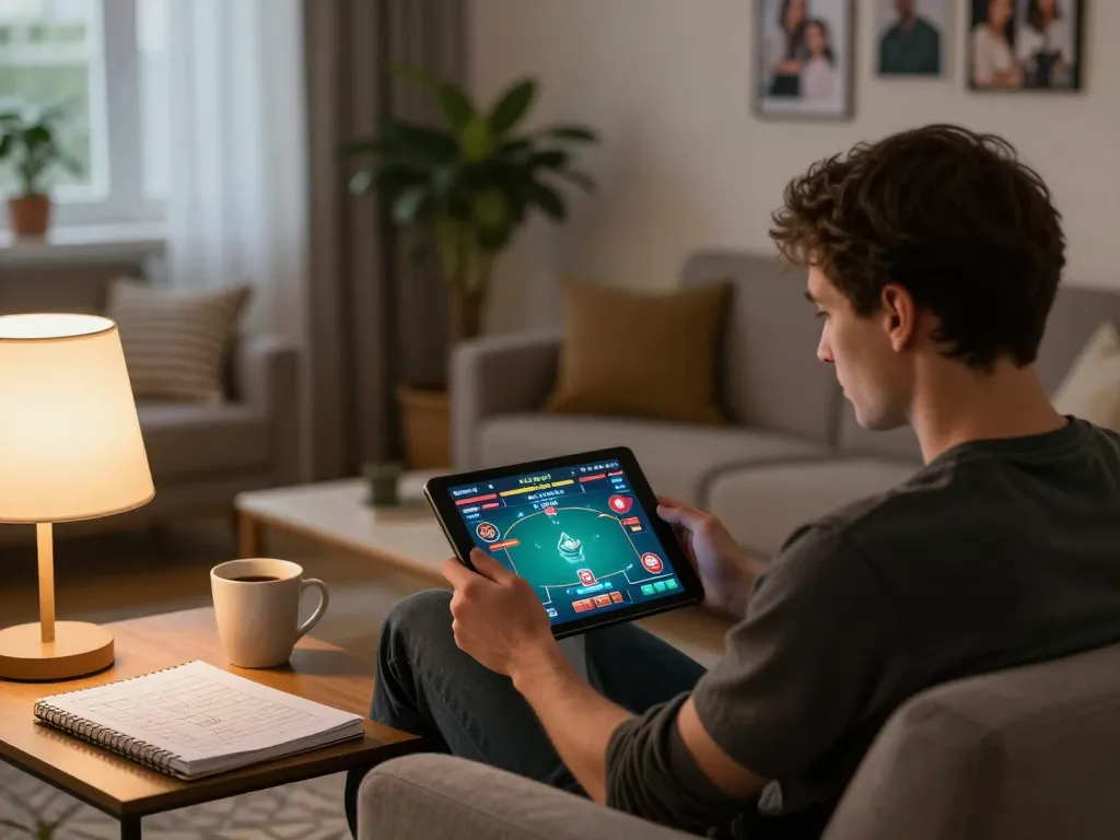 Navigating the nhacaiuytinn online poker interface from a cozy home setup, promoting responsible gaming