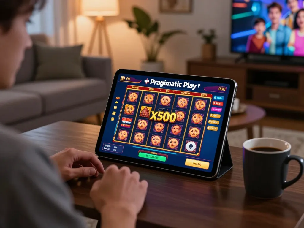 Engaging gameplay featuring Pragmatic Play Demo x500 on a tablet, showcasing vibrant slot graphics.