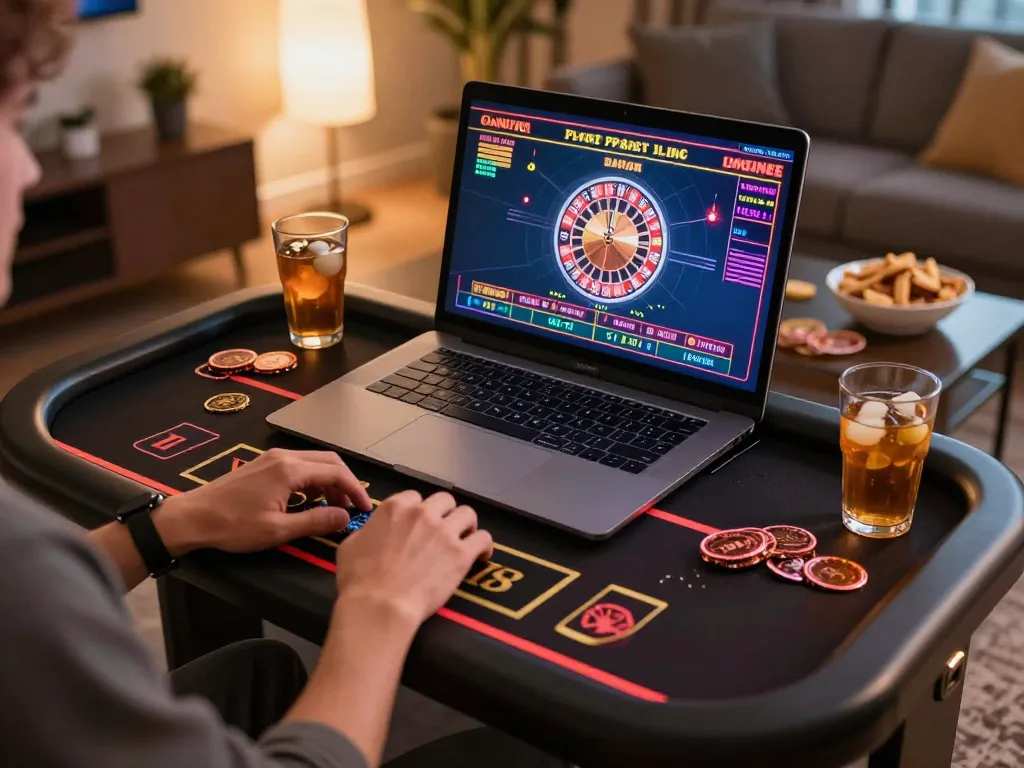 Engaged player enjoying live dealer games at gg88live online casino from the comfort of home.