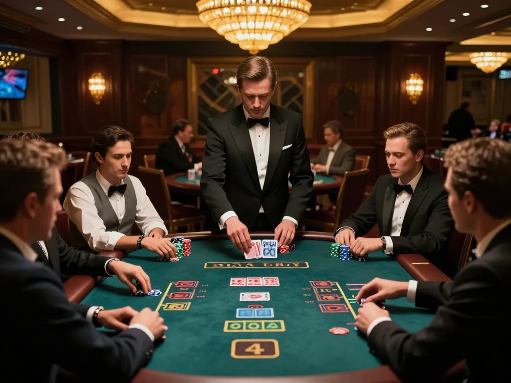 Players engaging in strategic blackjack gameplay at lifestylebanking recognized casino, showcasing focus and excitement.