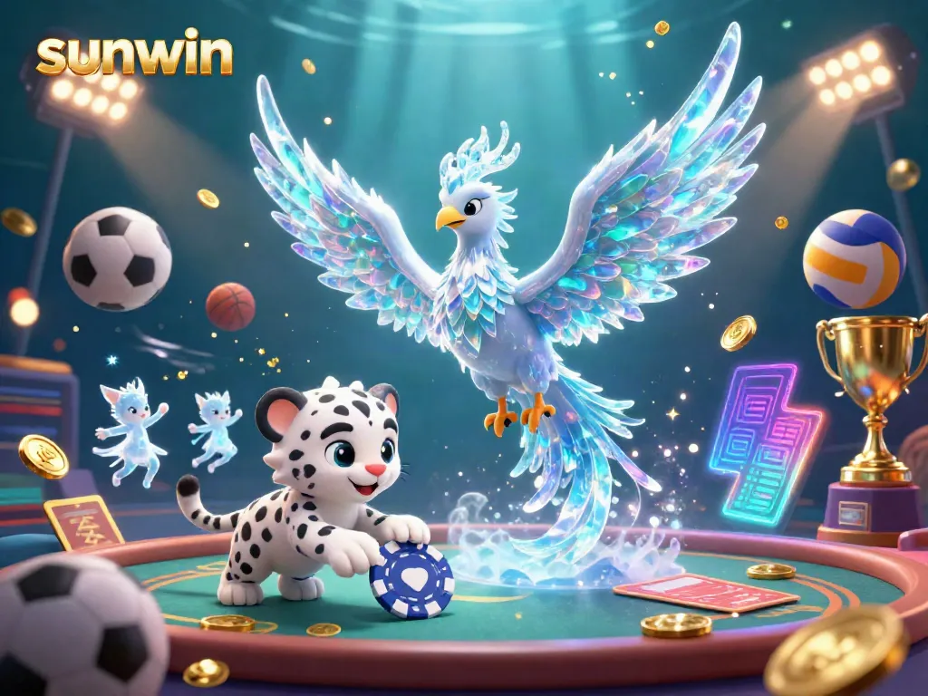Experience thrilling action with sunwin's vibrant casino scene featuring a magical ice phoenix and gaming elements.