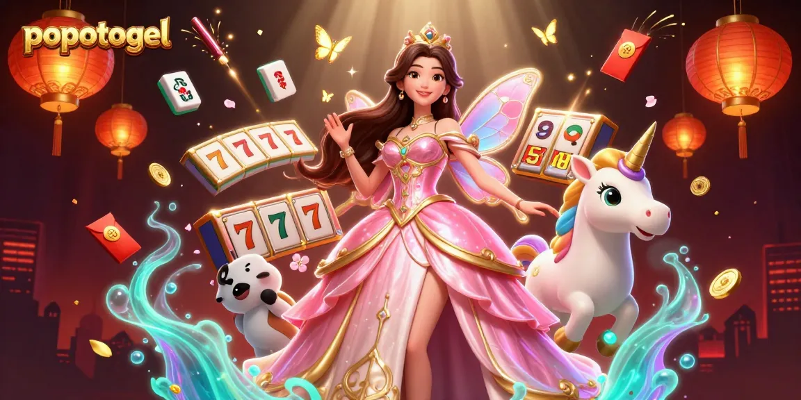 Play thrilling slot games at popotogel with a vibrant 3D casino illustration.
