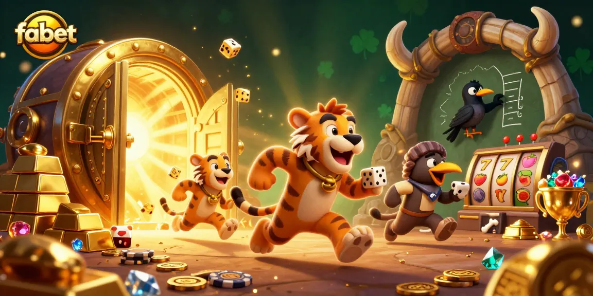 Experience fabet's thrilling slot games with cavemen, tigers, and treasures in a prehistoric casino scene.