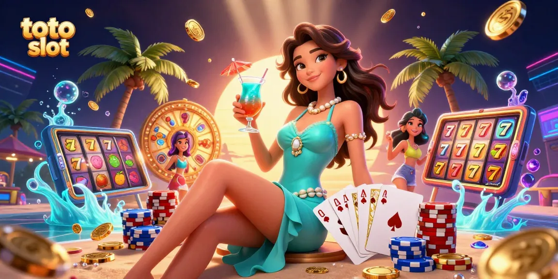 Experience the thrill of toto slot with vibrant imagery featuring exciting casino elements and captivating characters.