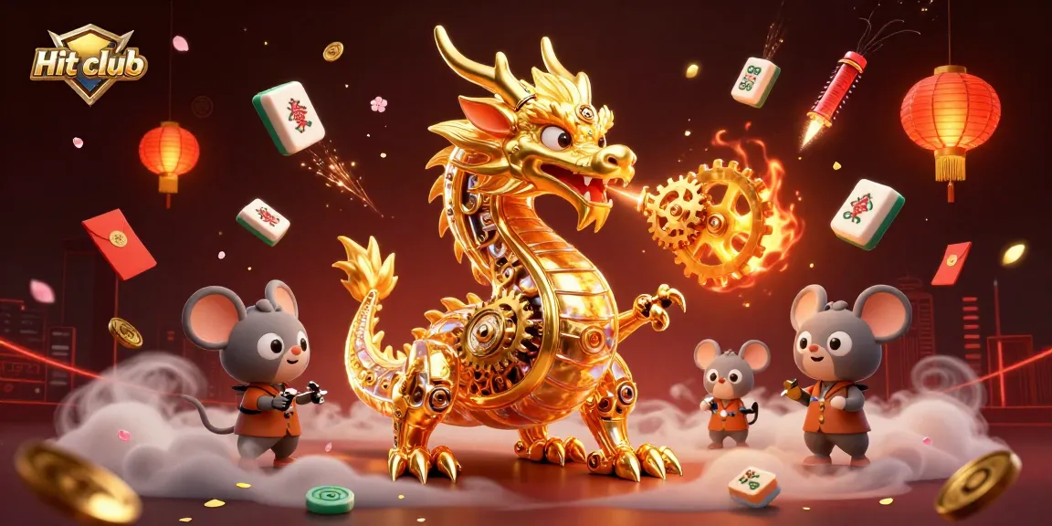 Experience exhilarating gameplay at Hit club with a vibrant dragon, Mahjong, and festive elements.