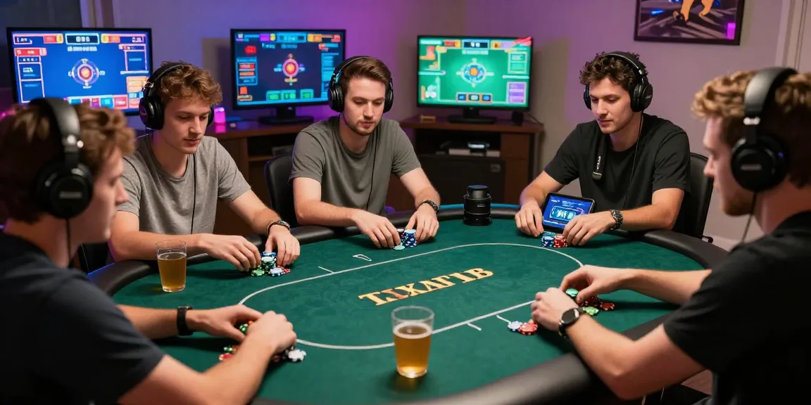 Exciting online poker gaming experience showcasing players enjoying Game Poker Uang Asli Dominobet, with colorful screens and cozy atmosphere.