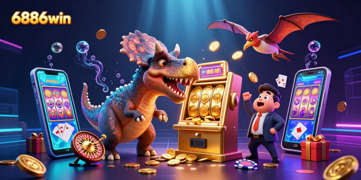 Experience thrilling jackpots at 6886win with rich visuals of animated characters and casino excitement.
