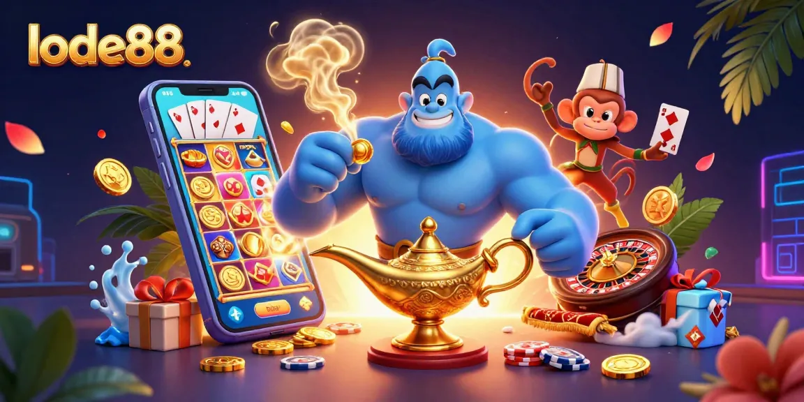 Engage in thrilling gaming at lode88 with vibrant illustrations of casino adventures and slot excitement.